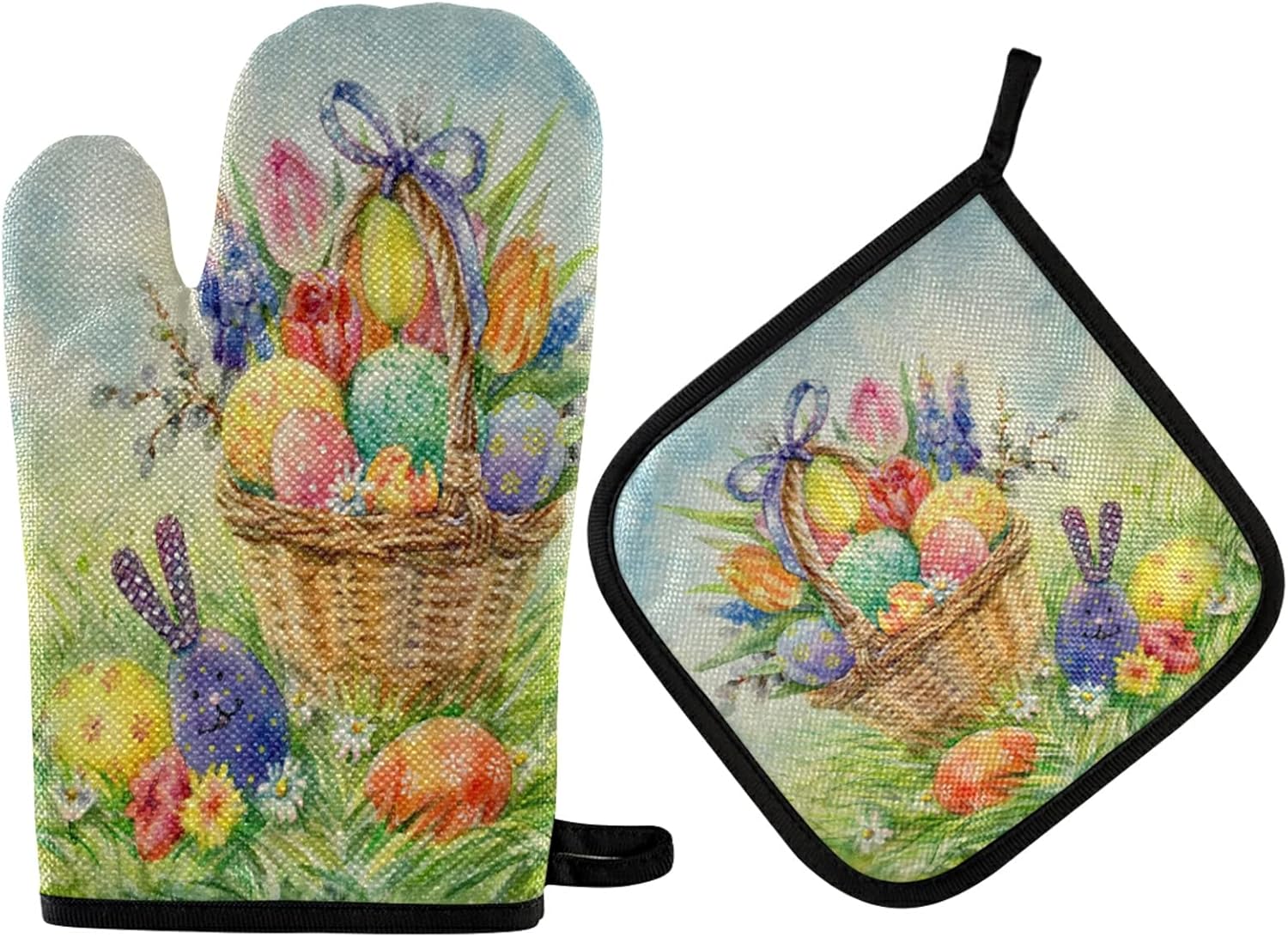 Colorful Easter Egg Oven Mitt Set