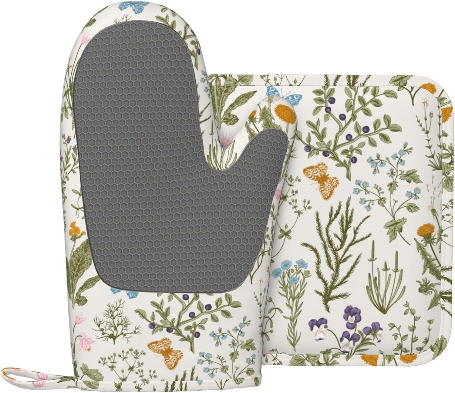 Cozy Floral Oven Mitts Set