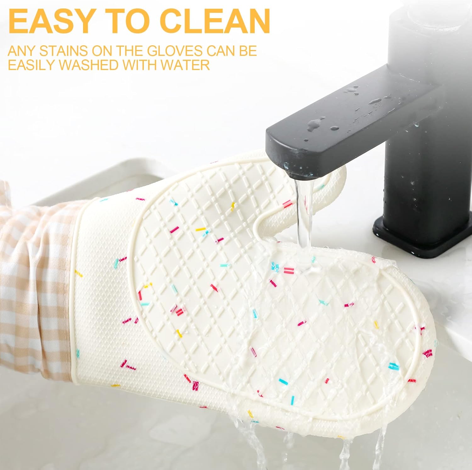 2-Piece Silicone Oven Mitts Waterproof Heat Resistant 500