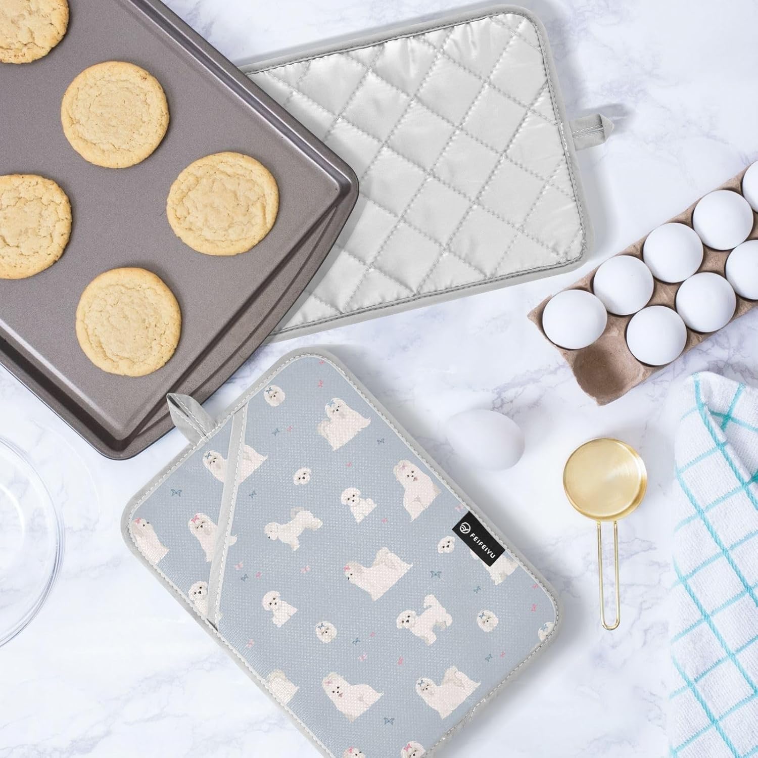 Premium Heat-Resistant Potholder Set for Maltese Dogs