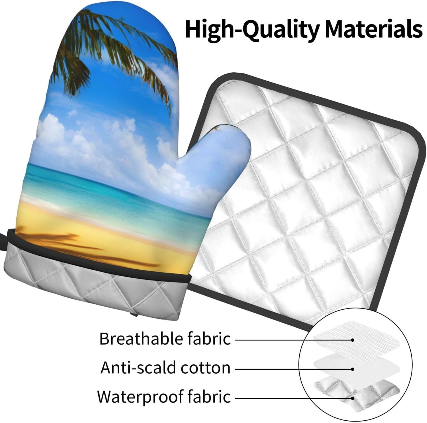 Sunset Palm Printed Oven Mitts and Pot Holders 2pcs Set