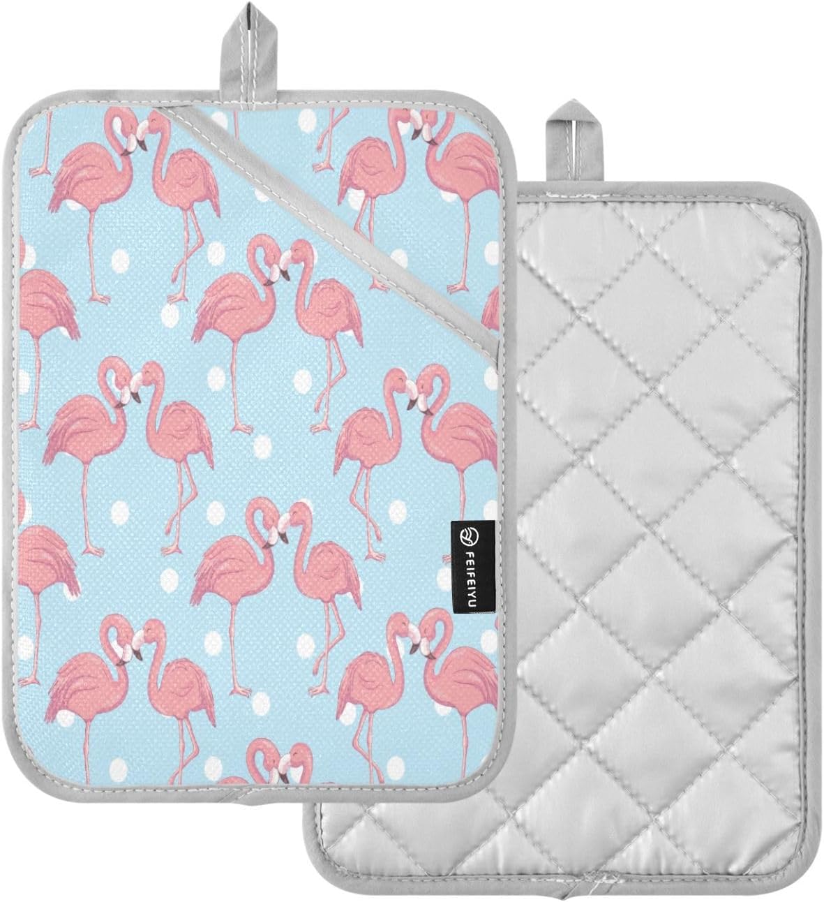 Kcldeci Pink Flamingo 2Pack Heat Resistant Oven Mitts