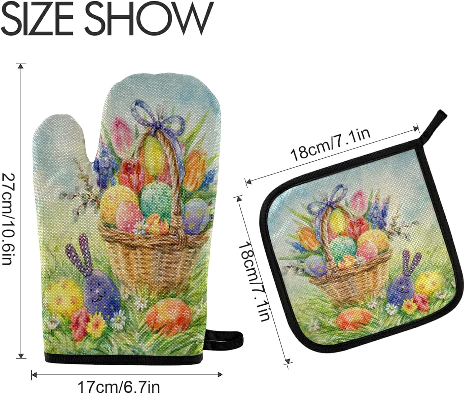 Colorful Easter Egg Oven Mitt Set