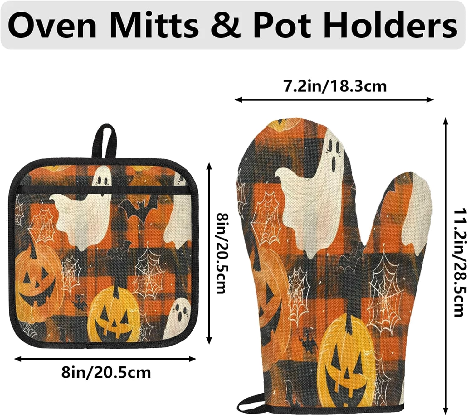 Halloween Fall PPA001 - 4-Piece Oven Mitts Potholders Set