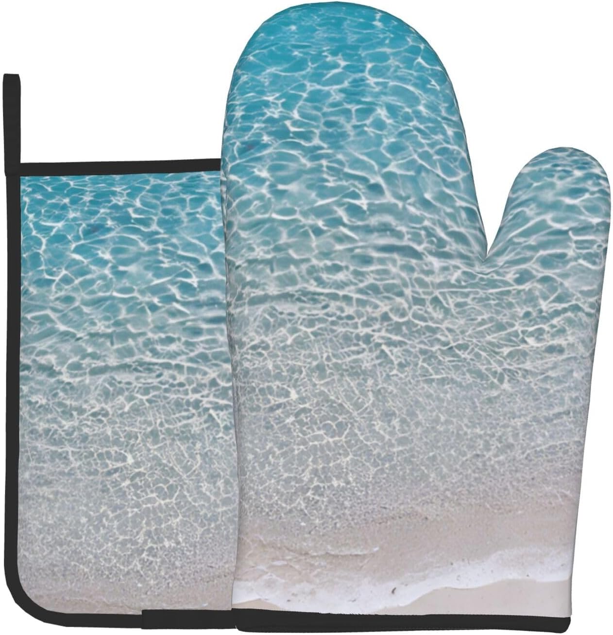 Clear Sea Water Oven Mitt Pot Holder Set