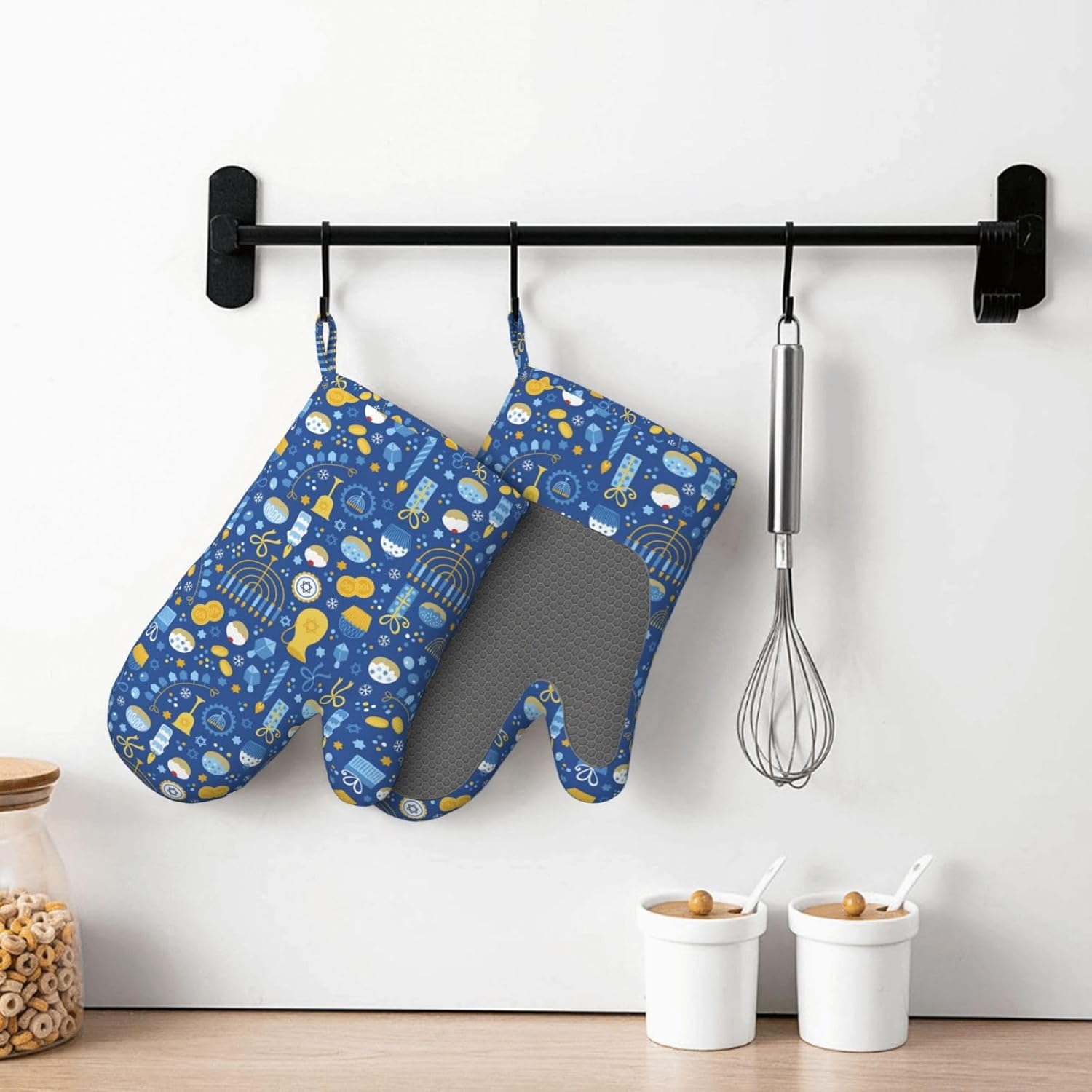 Happy Hanukkah Oven Mitts transparent silicone oven gloves for cooking