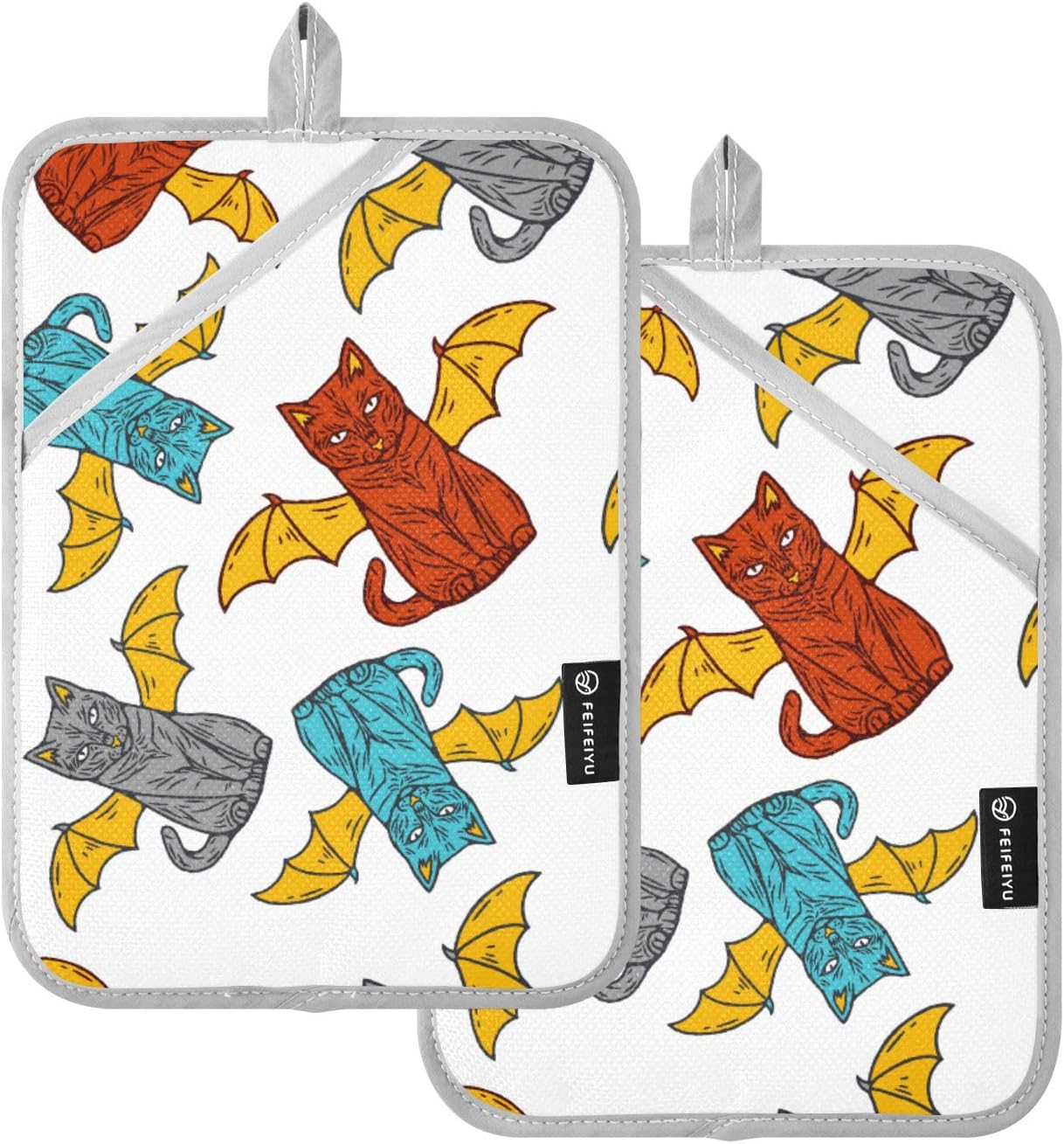 OurVII 2-Piece Cat Wing Potholders for Baking Heat Resistant Kitchen Mitts