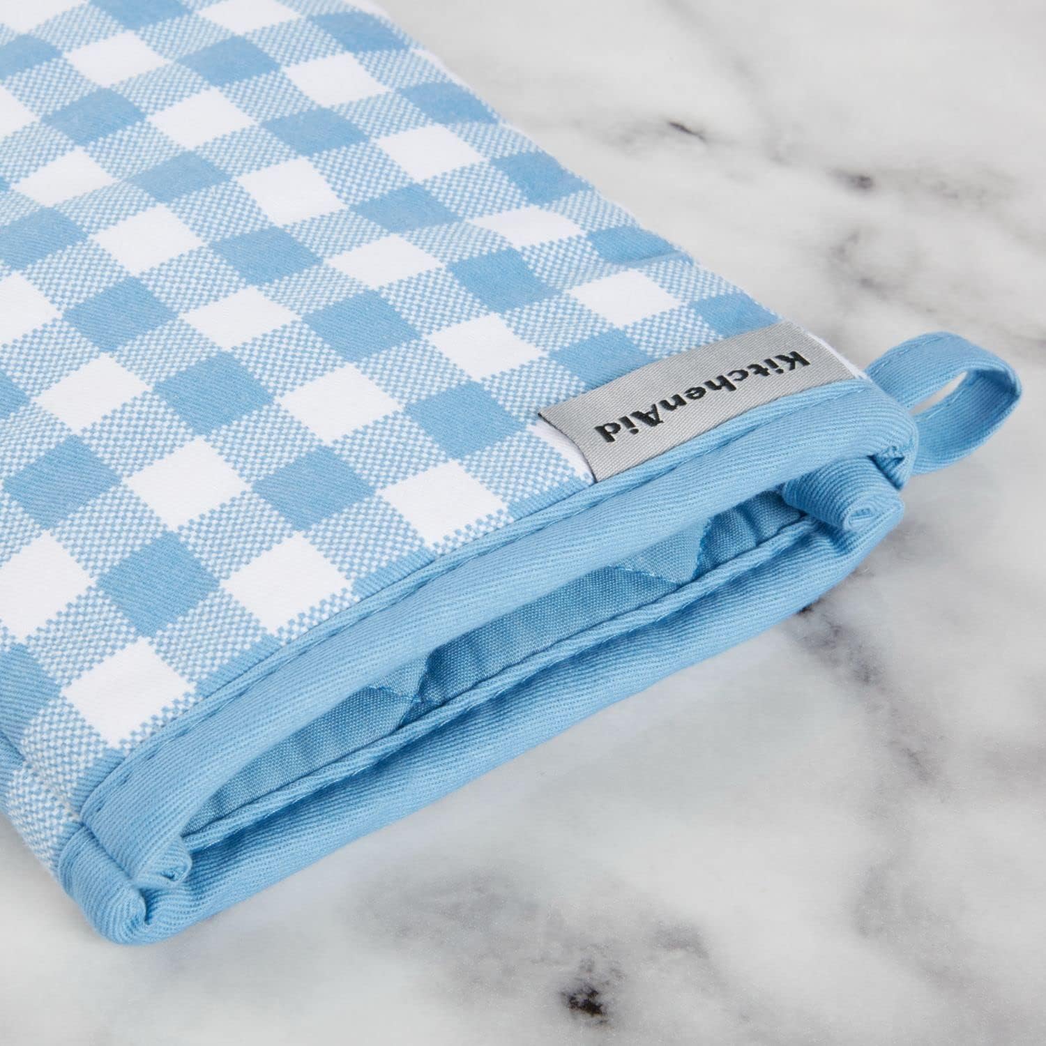 Blue Velvet Gingham Oven Mitt Set 2-Pack