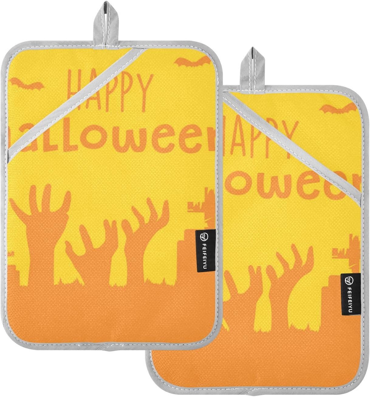 ScaTY Haunted Halloween Creepy Pumpkin Handle Pot Holder Set for Oven Protection