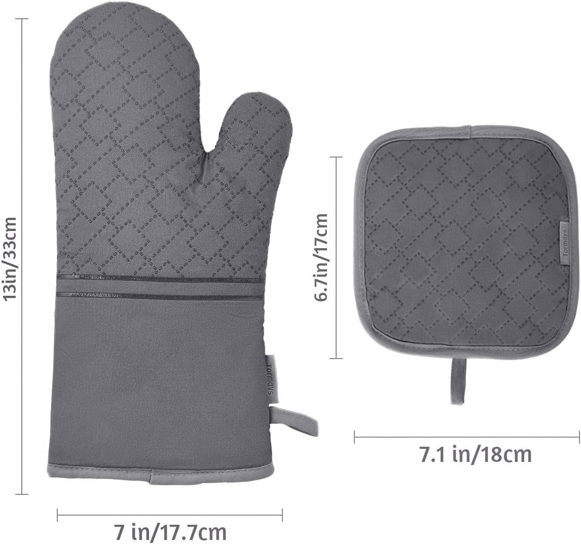 Tormays 4Pcs Oven Mitts Set with Heat Resistance and Non-Slip Design