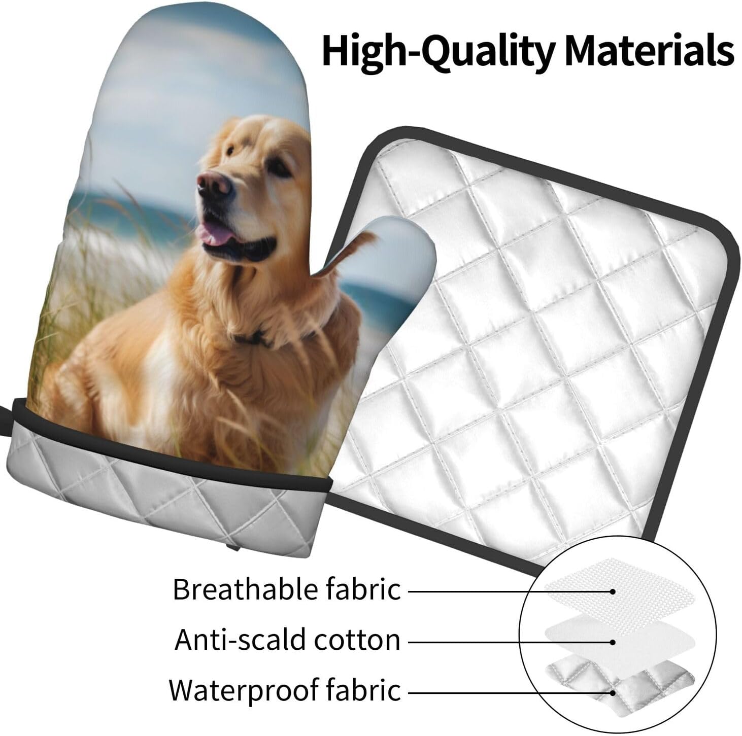 Golden Retriever Oven Mitts and Pot Holders Quopvn