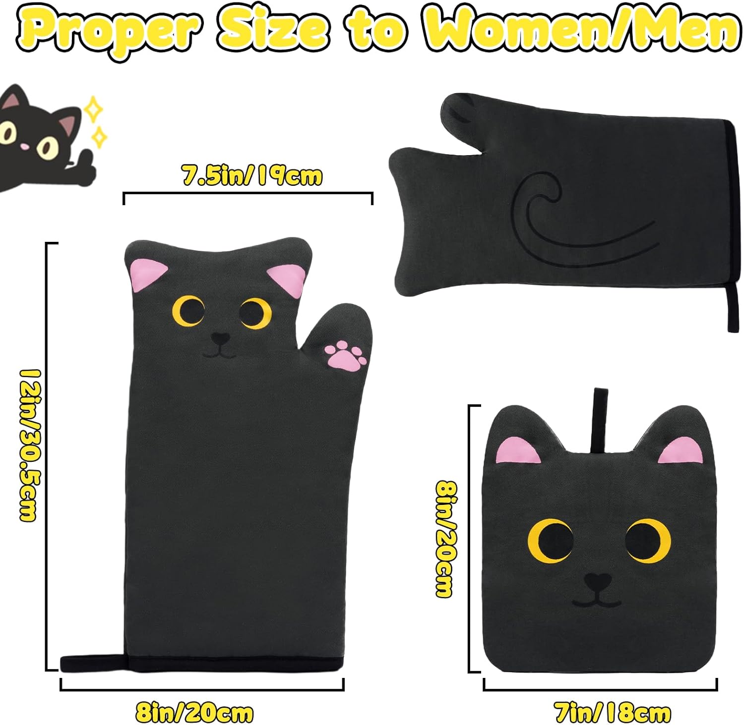 Adorably Heat-Resistant Cat Oven Mitts Set