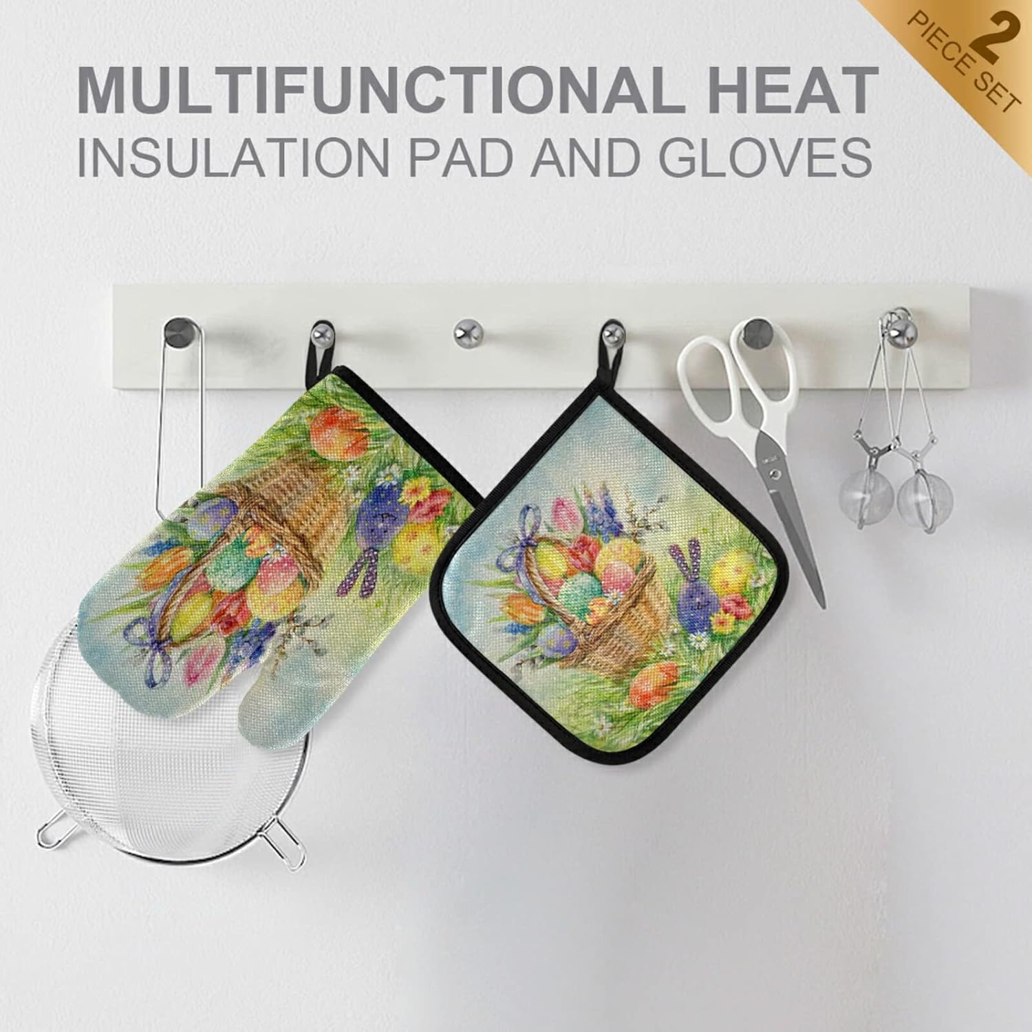 Colorful Easter Egg Oven Mitt Set