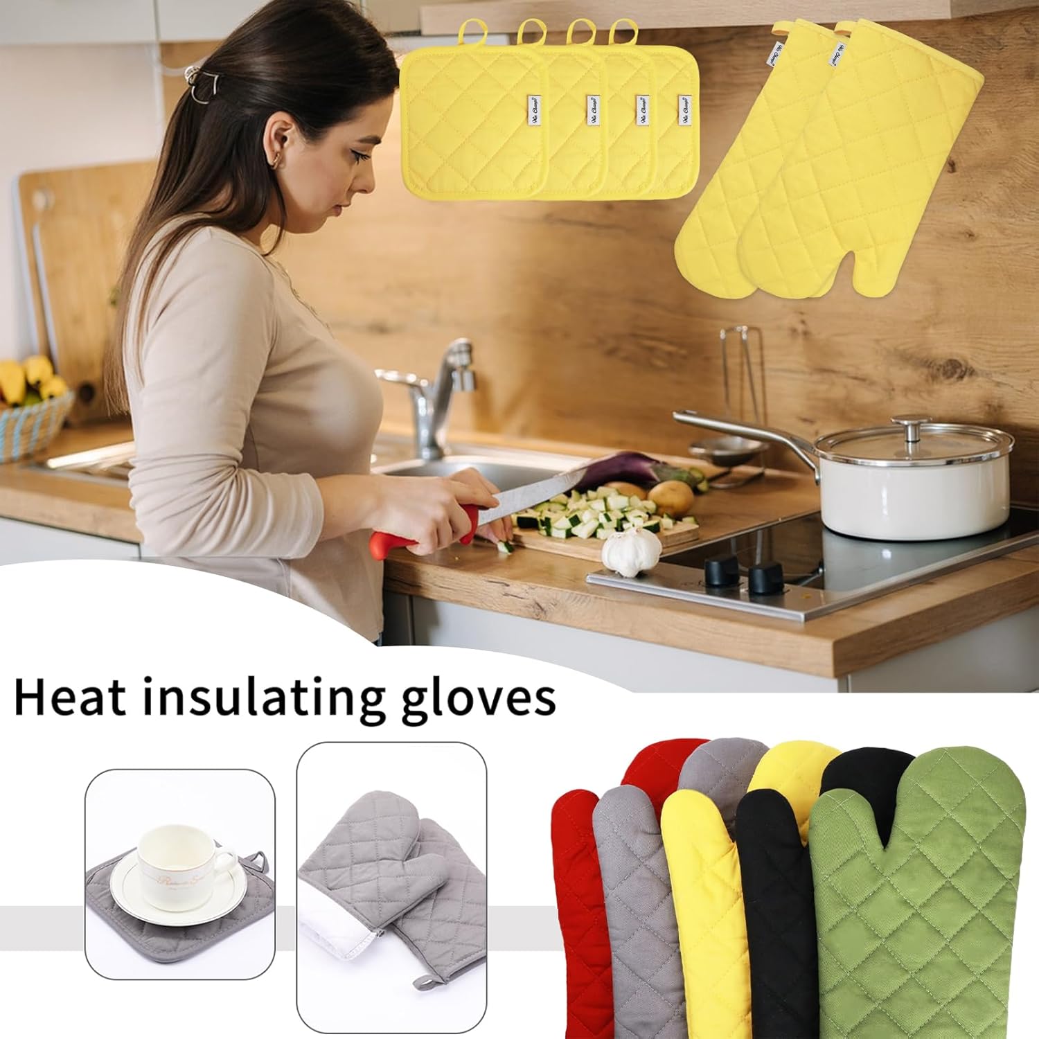 Win Change 6 Piece Oven Mitts and Pot Holders Set