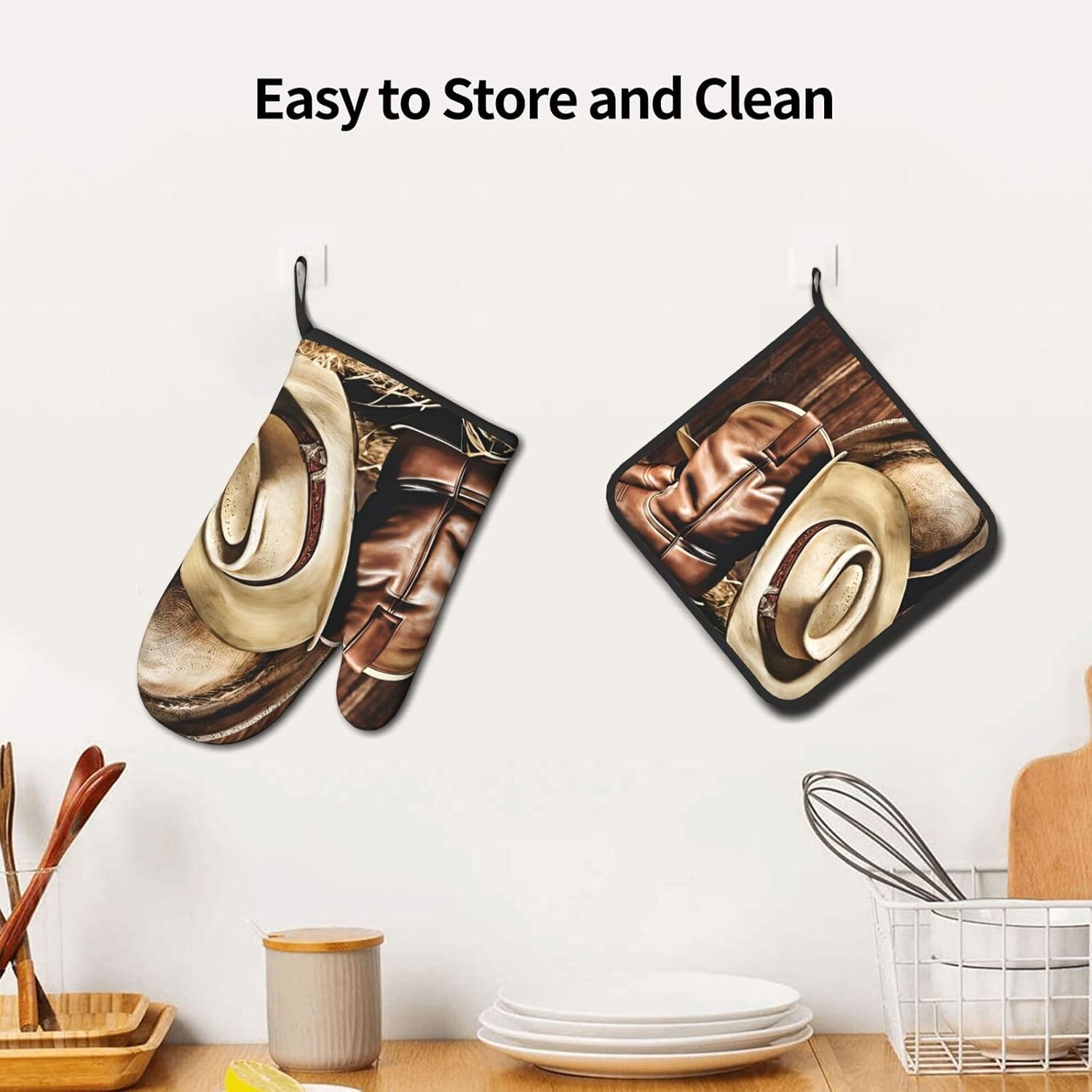 Fortified Cowboy Hat 2-Piece Oven Mitt Pot Holder Set