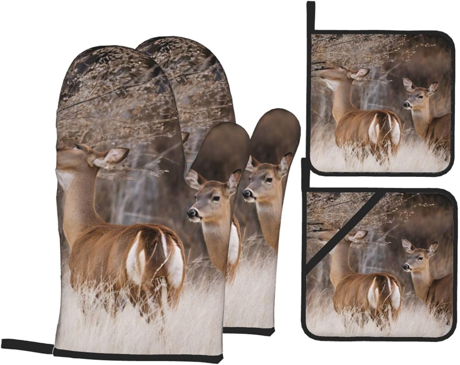 Free Whitetail Deer Oven Mitts Pot Holders 4pcs Set