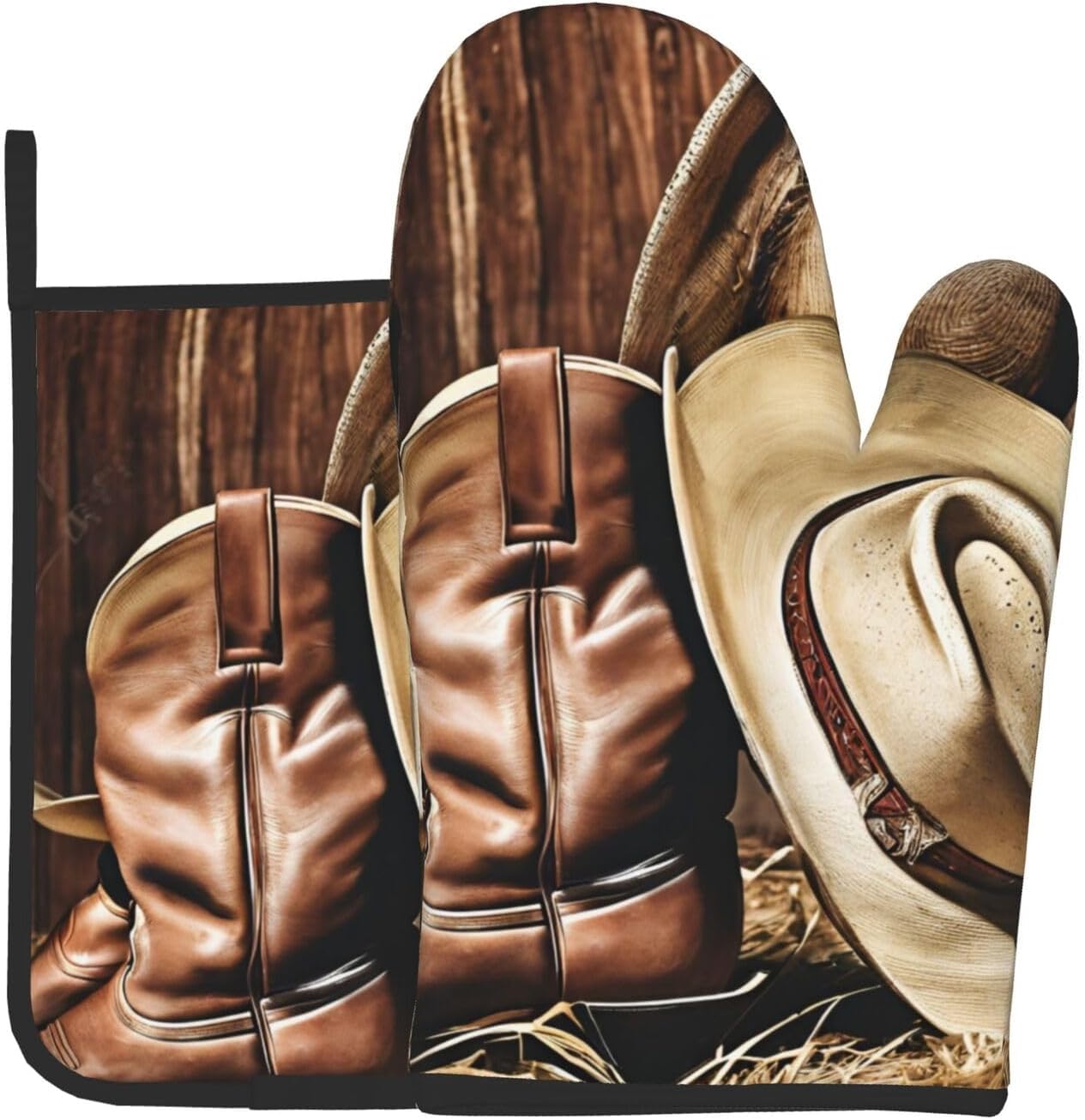 Fortified Cowboy Hat 2-Piece Oven Mitt Pot Holder Set