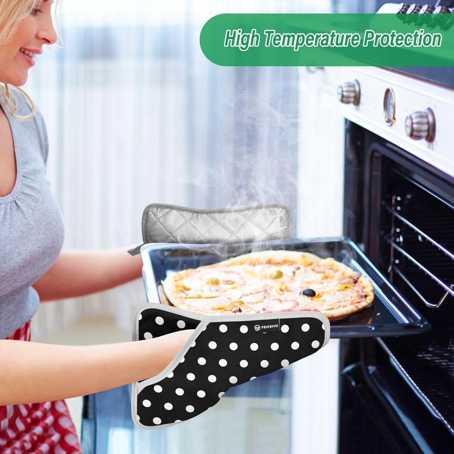 Dalzium Potholder Polka Dots Set Heat-Resistant