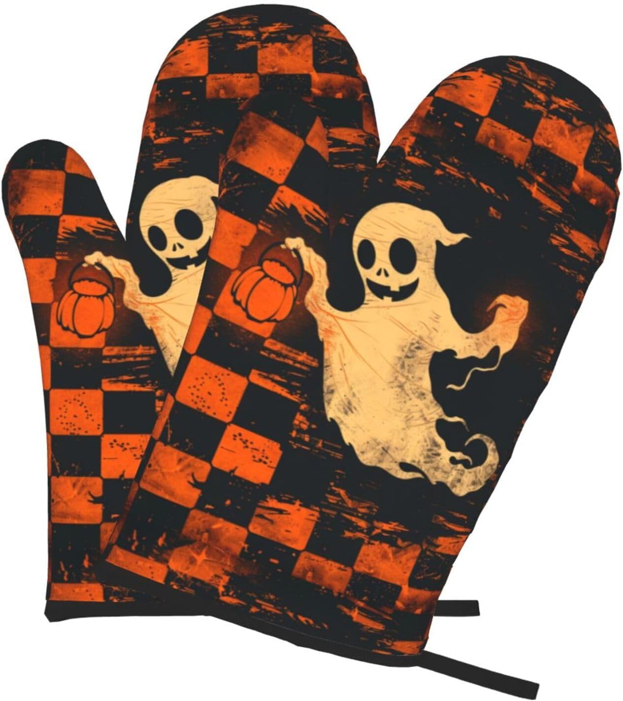 Halloween Skull Oven Mitts Heat Resistant Non-Slip Waterproof 1