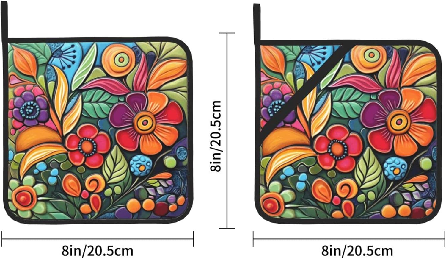 HOYYU Heat-Resistant Boho Potholders Set
