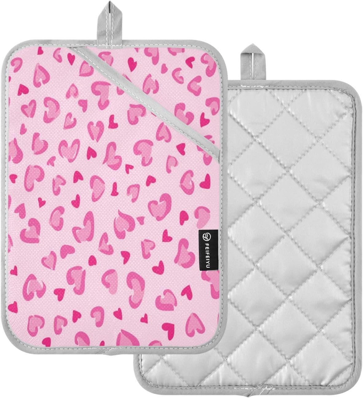 Kcldeci Heat Resistant 2-Pack Oven Mitts Potholders with leopard design