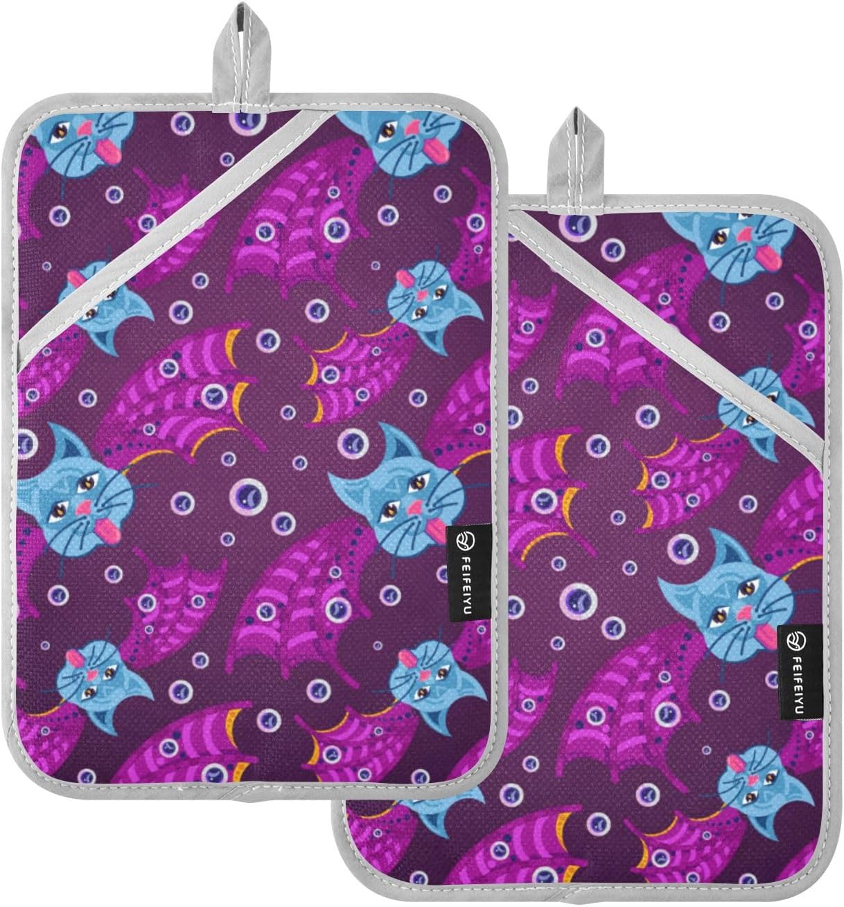 Exclusive Halloween Cat Face Potholders Set for Baking Cooking