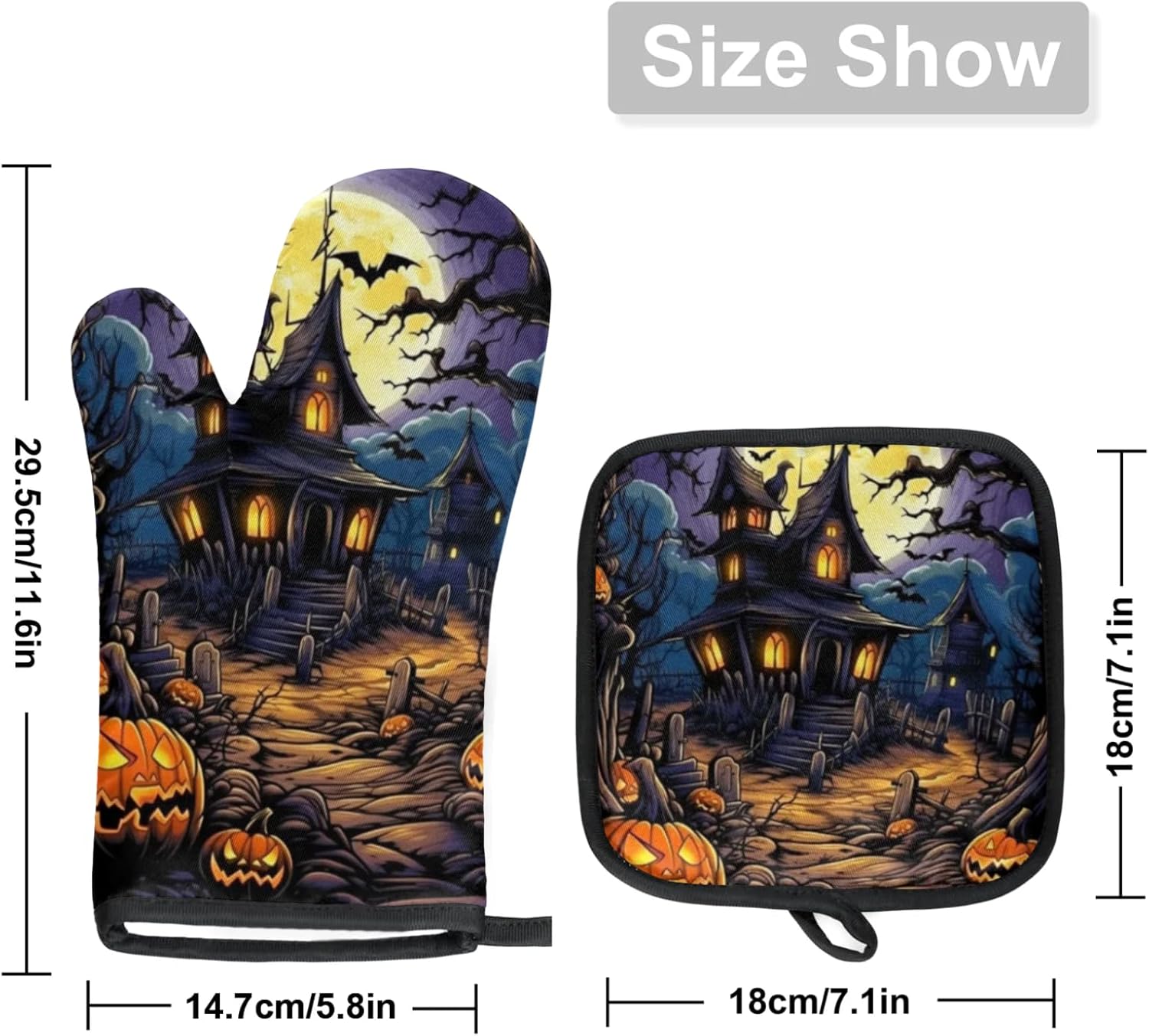 Aglebo Halloween Castle Oven Mitts Set of 2