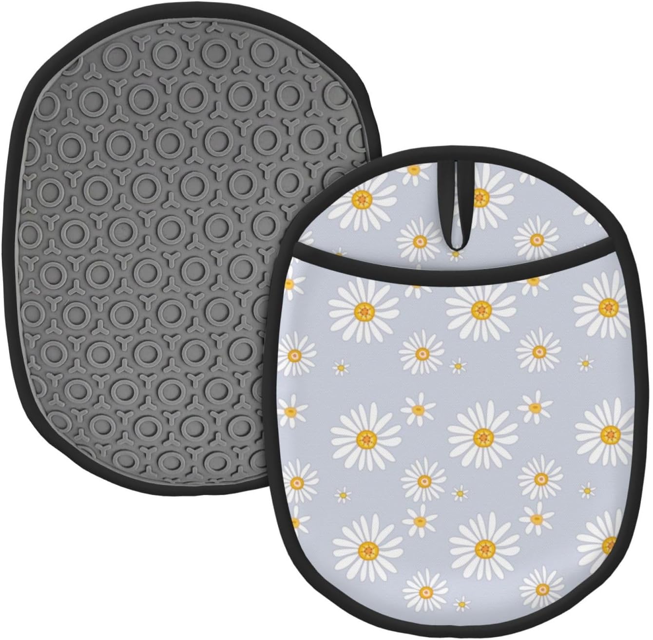 Daisy-Printed Silicone Potholders