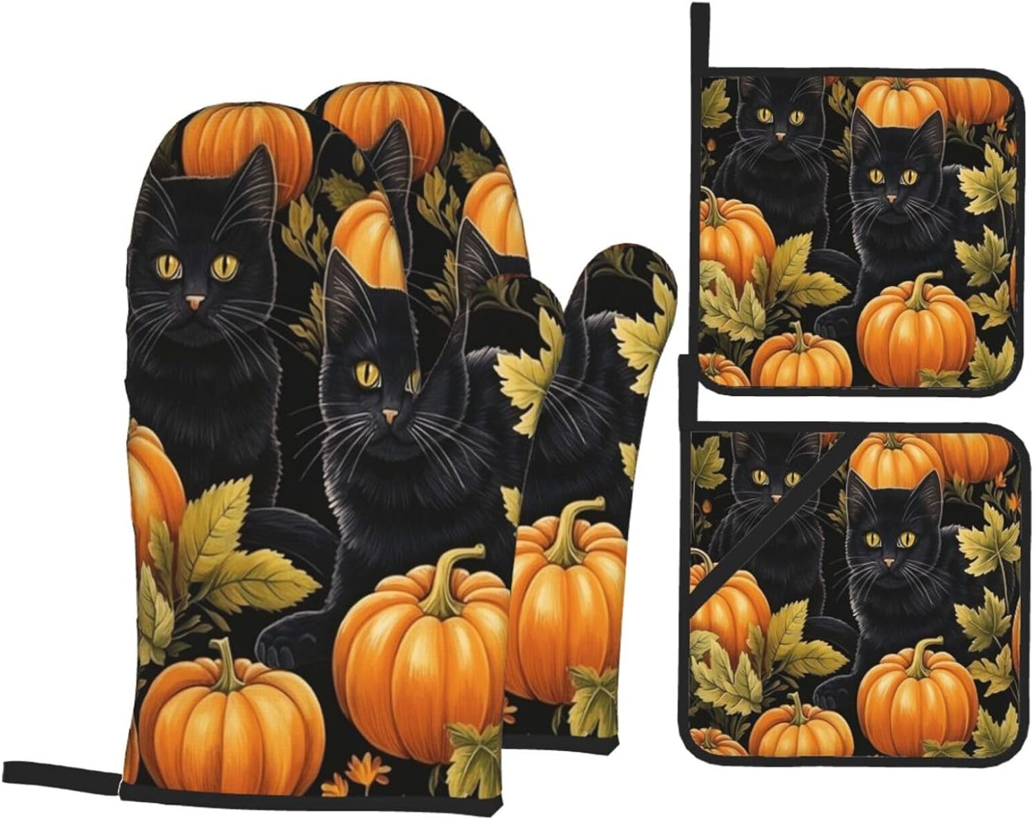Halloween Treat Safe Oven Mitts Pot Holders for Baking BBQ