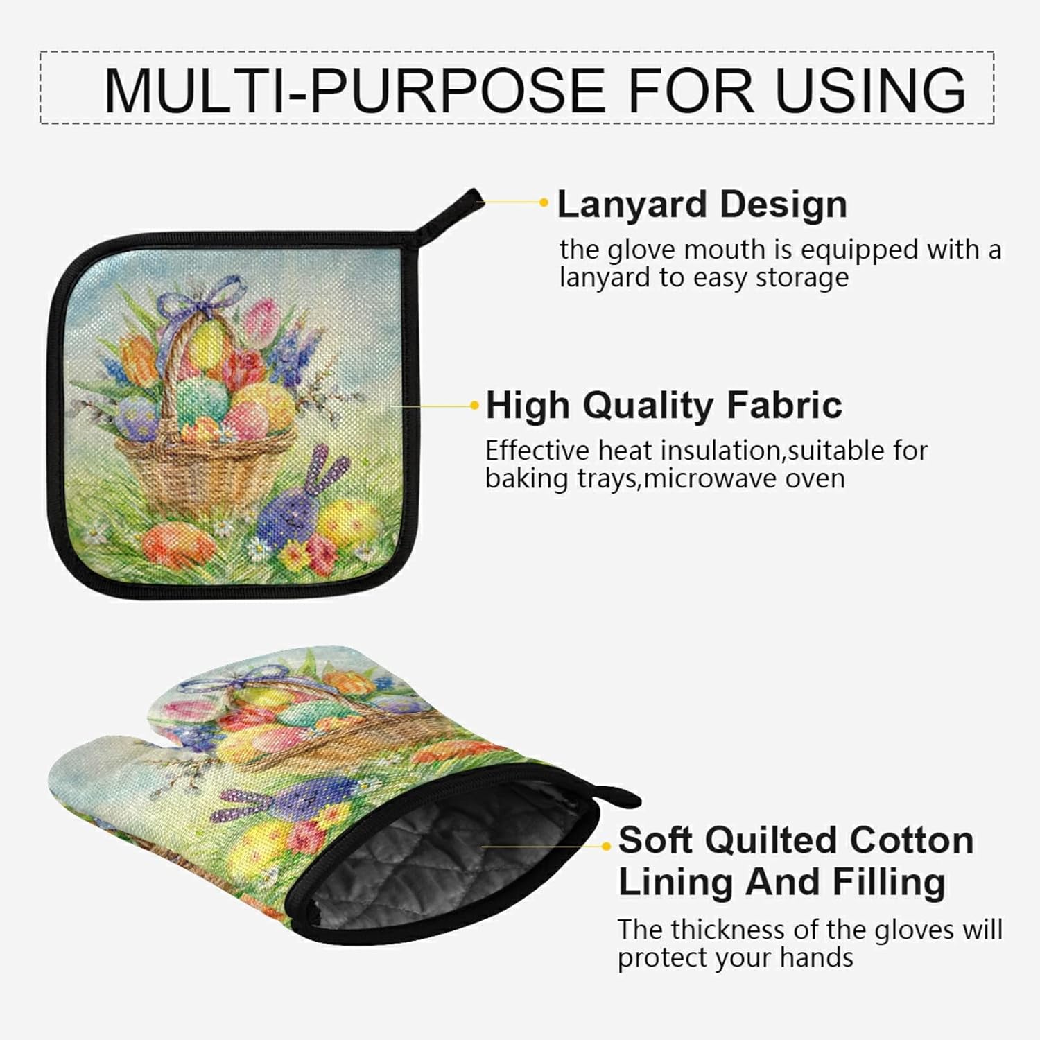 Colorful Easter Egg Oven Mitt Set