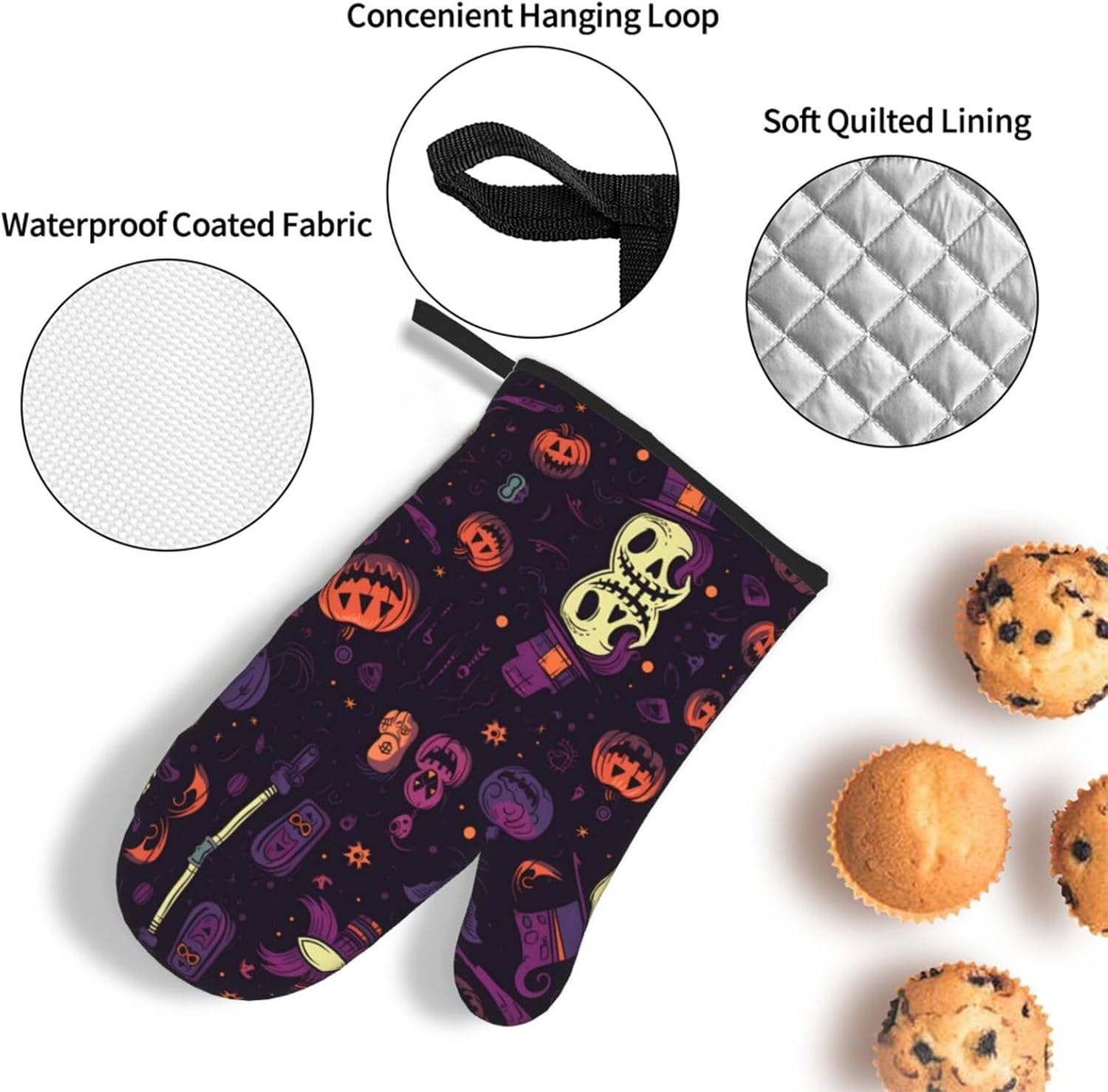 Halloween-Themed Heat-Protective Oven Mitts Set