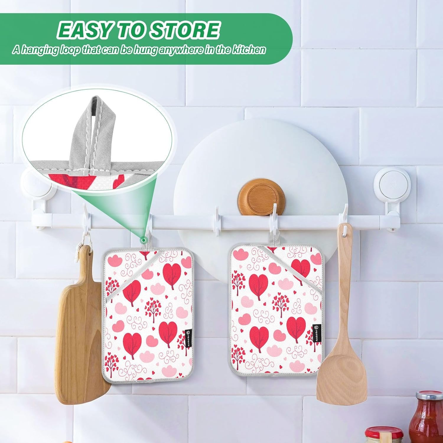 KCldeci Valentine Seamless Pot Holder Set