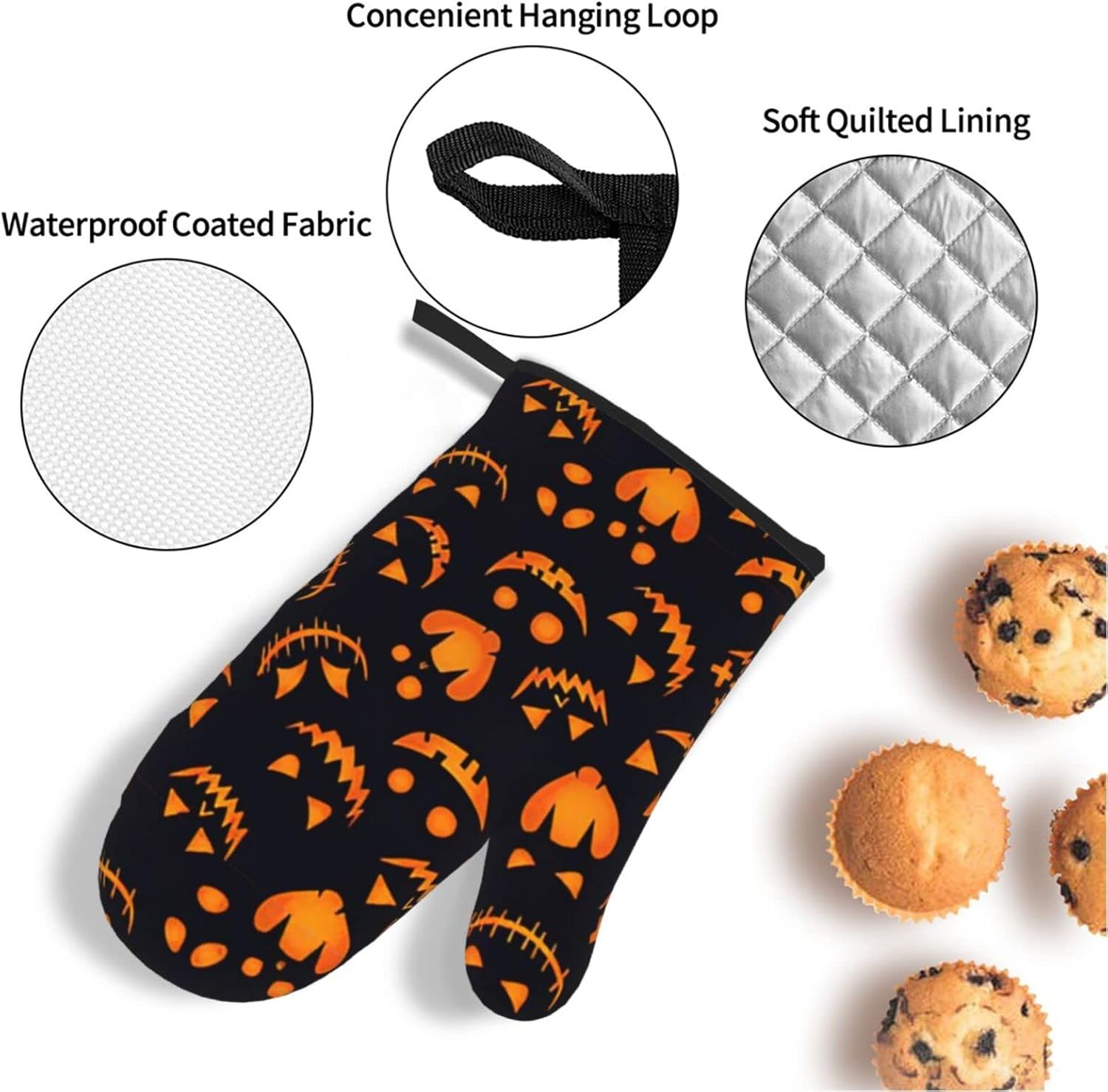 Pumpkin Oven Mitts Heat-Resistant Set of 4
