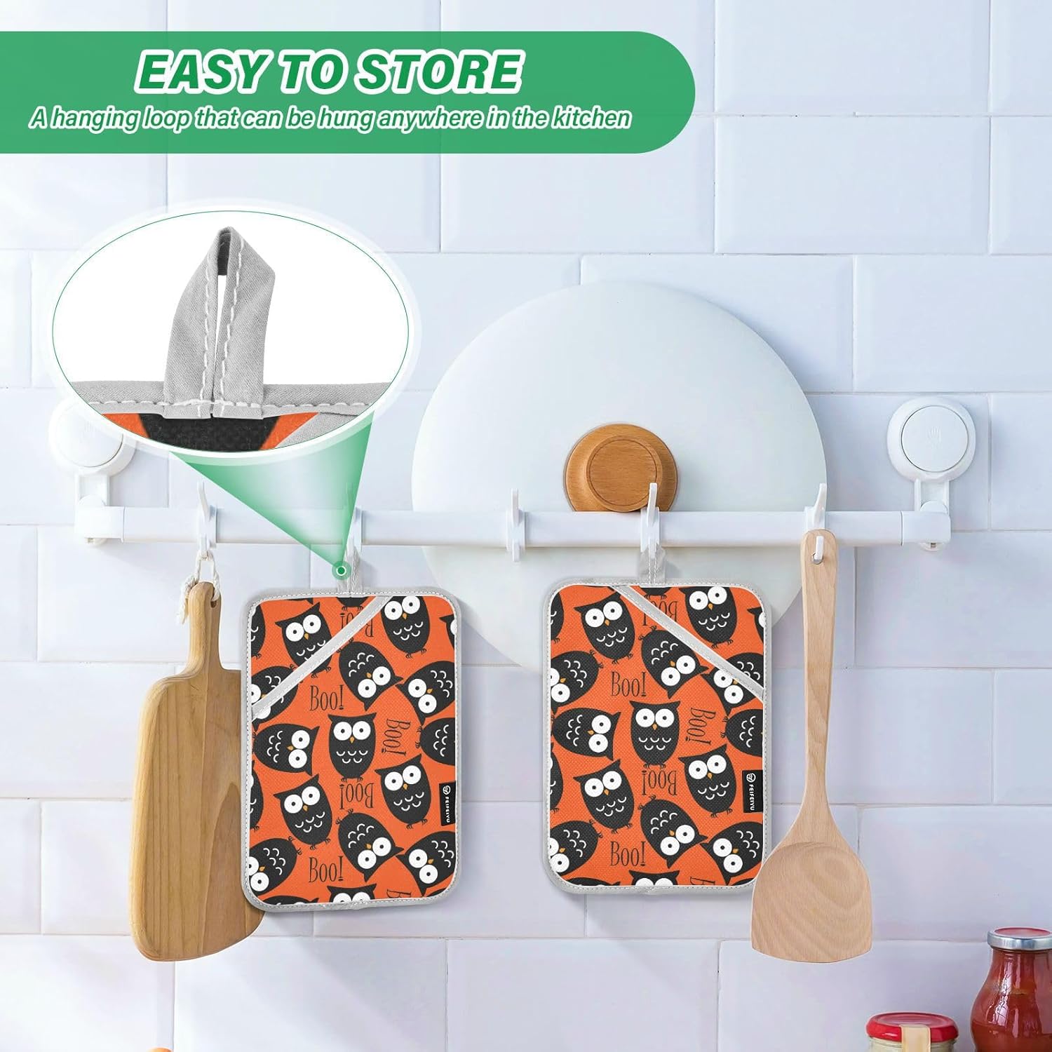 Halloween Cute Owls Potholders Set