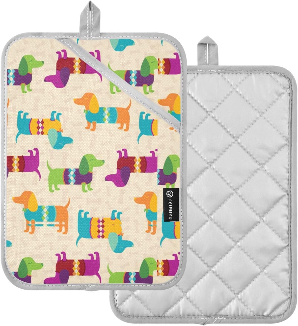 Dalgium Potholder Set - Heat-Resistant Oven mitt - Dachshund Design