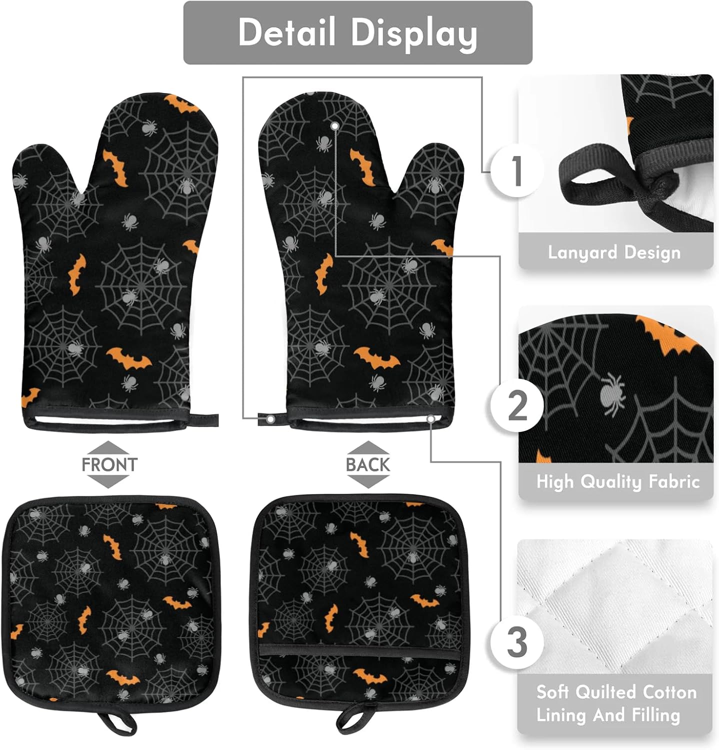 Aglebo Halloween Oven Mitts and Pot Holders Set of 2