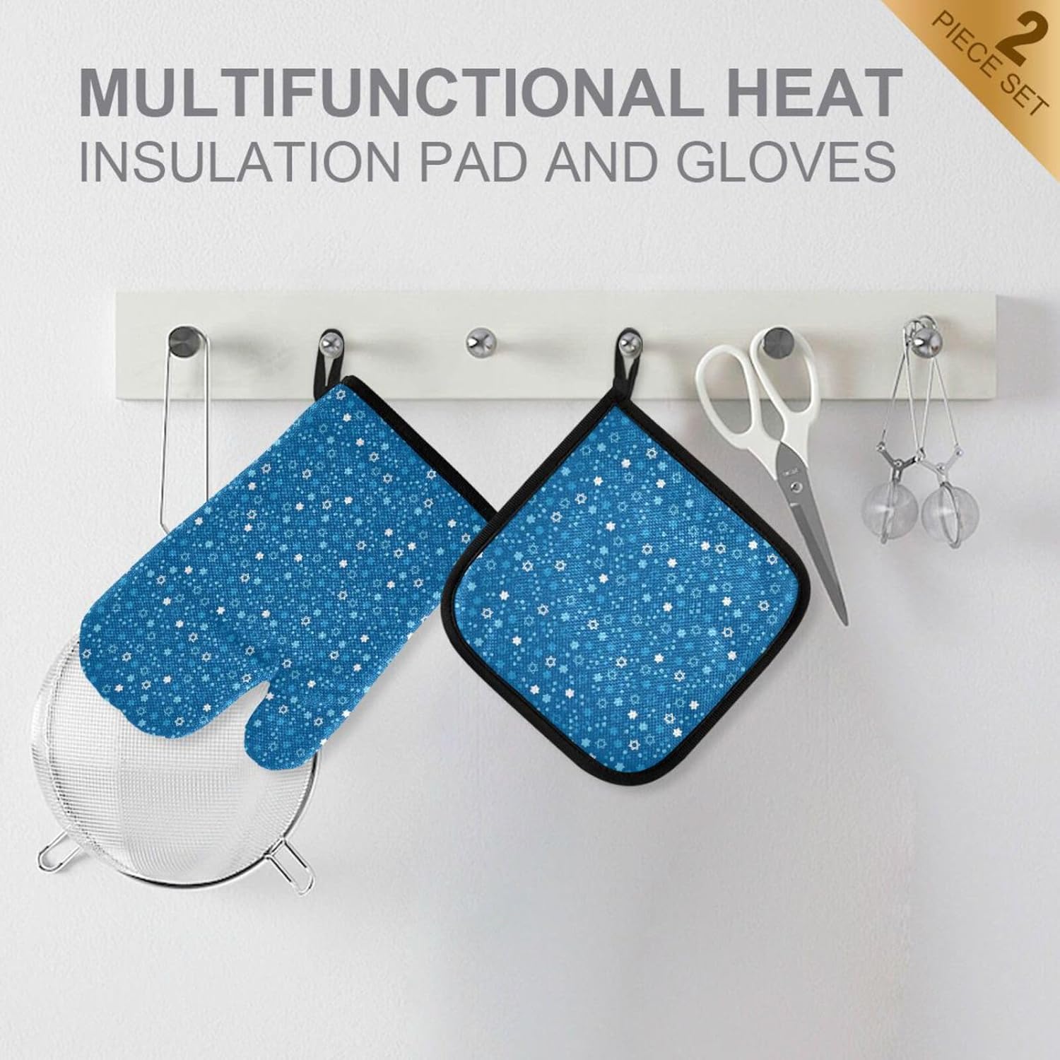 Hanukkah Stars David Oven Mitts Potholders Set