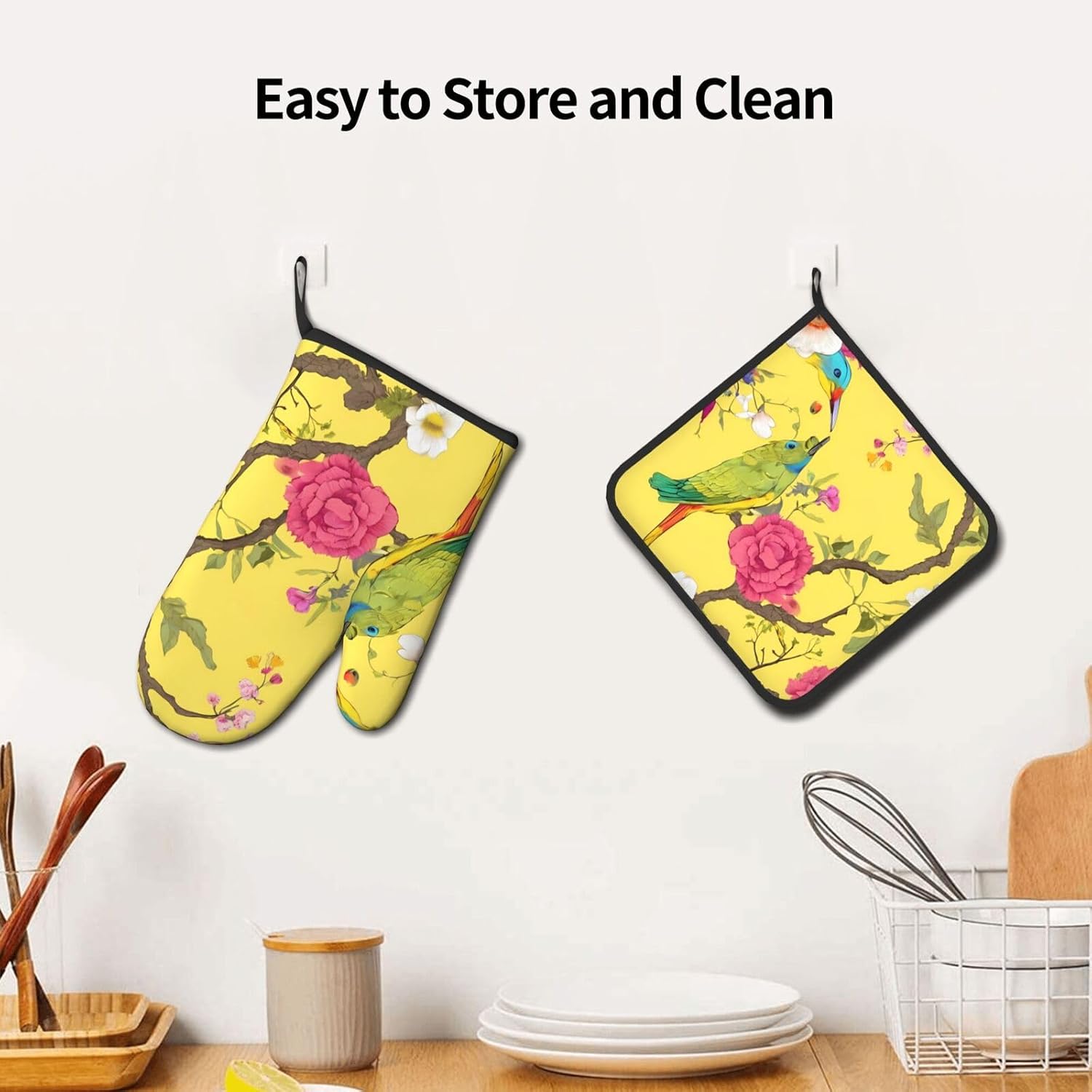 Floral Oven Mitts Set