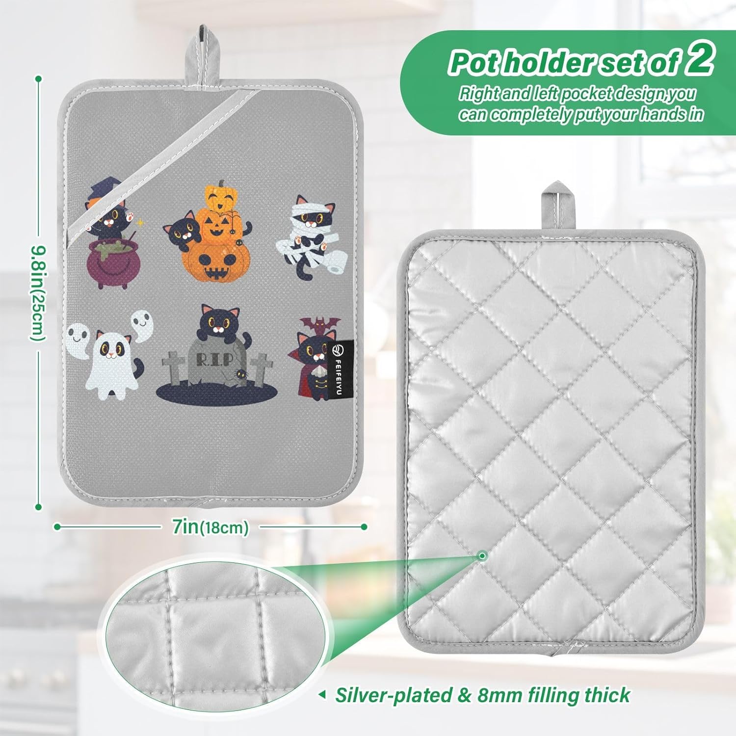 Trick or Treat Perfect Pair Halloween-Themed Heat-Resistant Potholders
