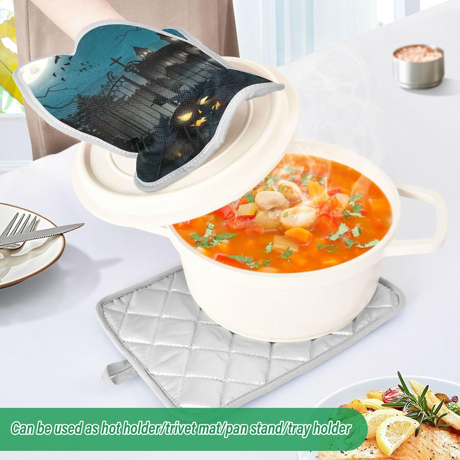 Oculus Halloween Scary Church Pot Holder Set