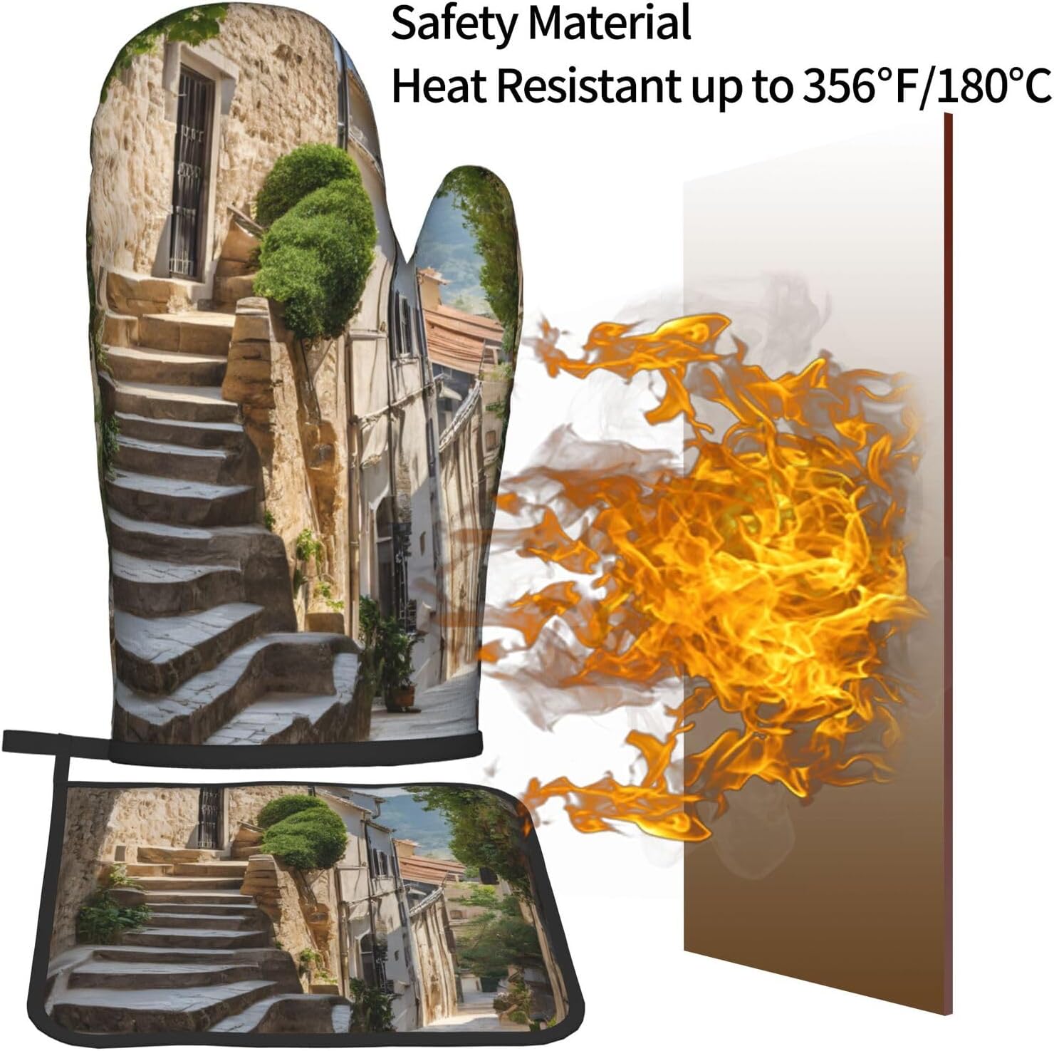 Italian Tuscan Oven Mitt Pot Holder Set
