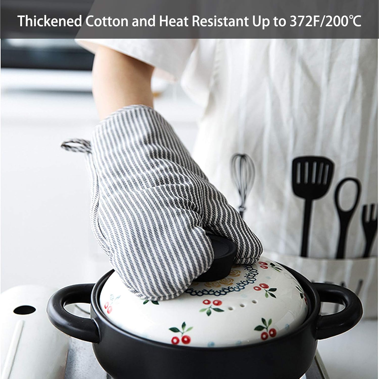 Safe Heat-Resistant 4-Piece Oven Mitts Pot Holders for Kitchen Use