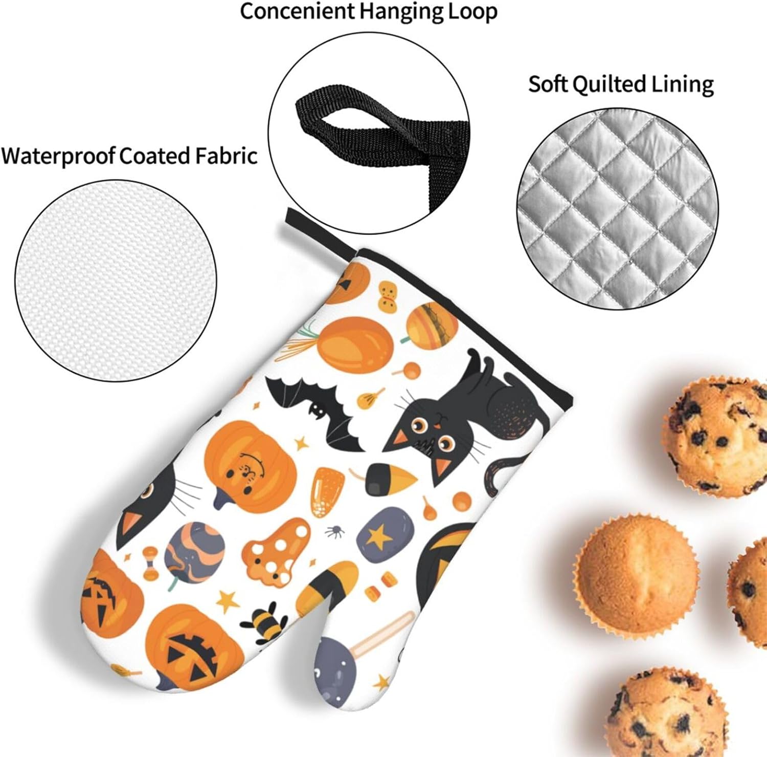 Halloween Pattern Oven Mitts Pot Holders Set