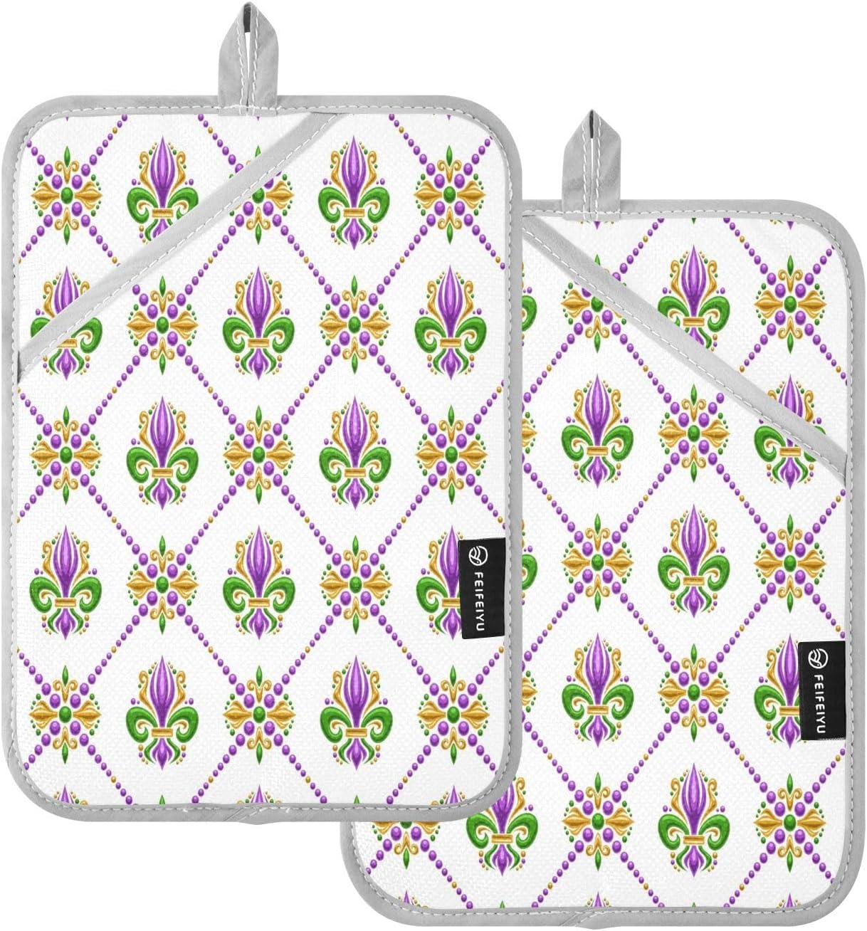 Kcldeci Fleur De Lis Heat-Resistant Pot Holder Set - 2-Pack