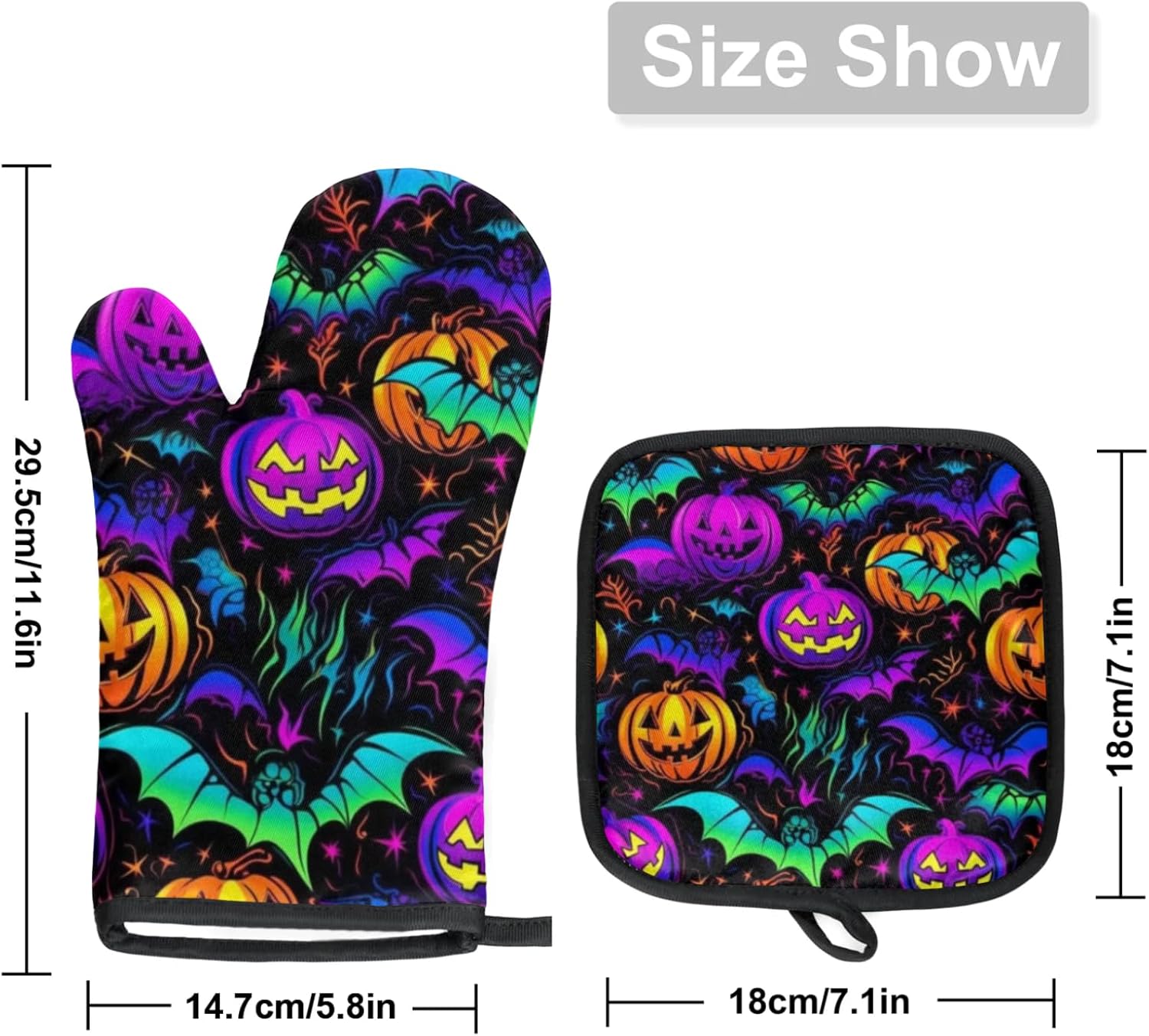 Halloween Spooky Set Oven Mitts Pot Holder for Safe Cooking