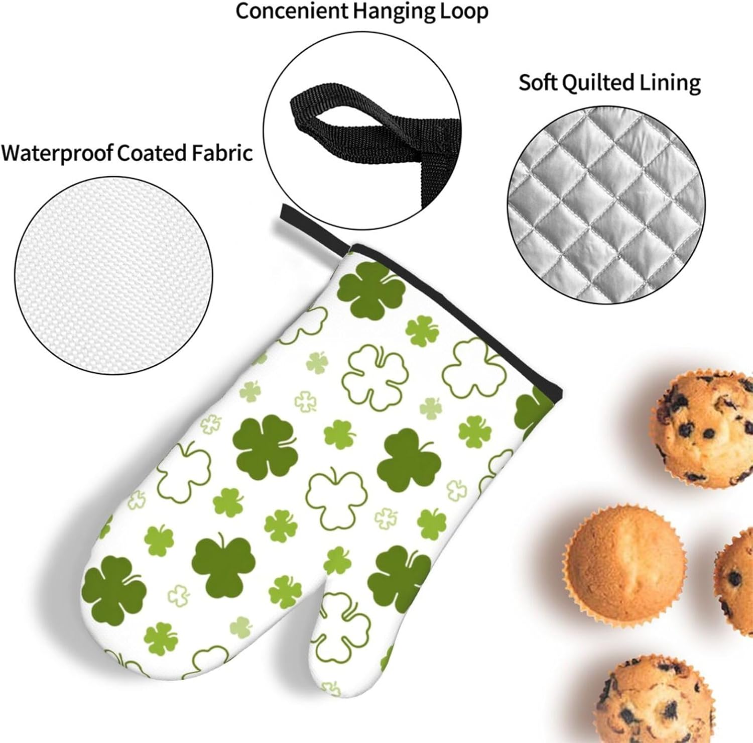 St Patricks Day Heat-Resistant Oven Mitts Poholders Set