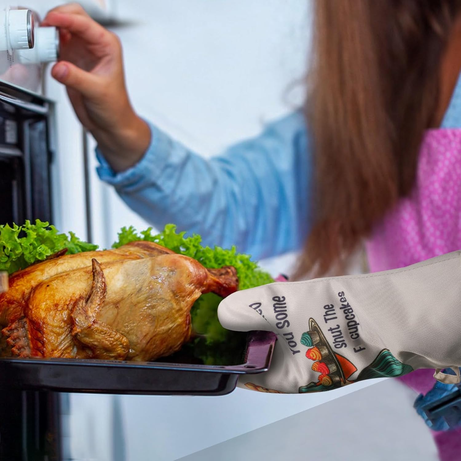 Funny Oven Mitts for Women with Shout the Fucupcakes Text