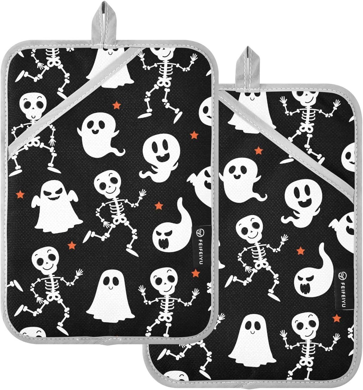 2-Piece Halloween Skeleton Potholders