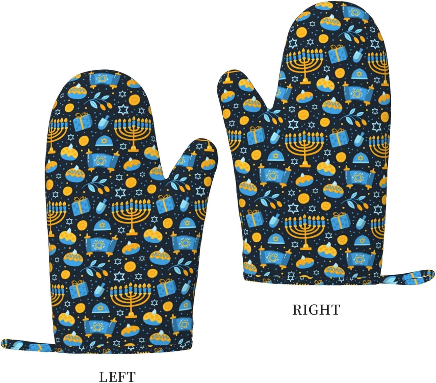 Happy Hanukkah Silicone Oven Mitts for Kitchen Essential