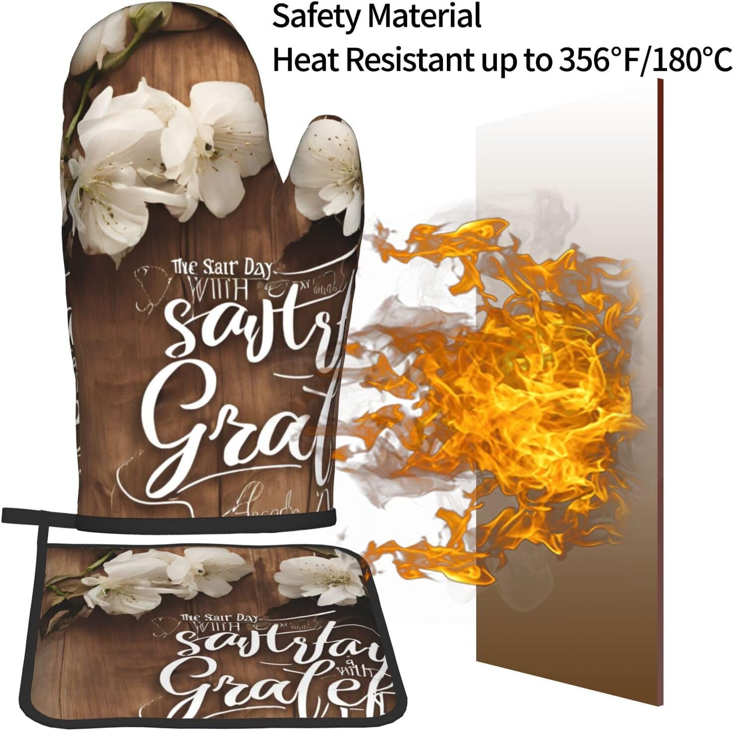 Quopvn Inspirational Quotes Oven Mitts and Pot Holders Set of 2